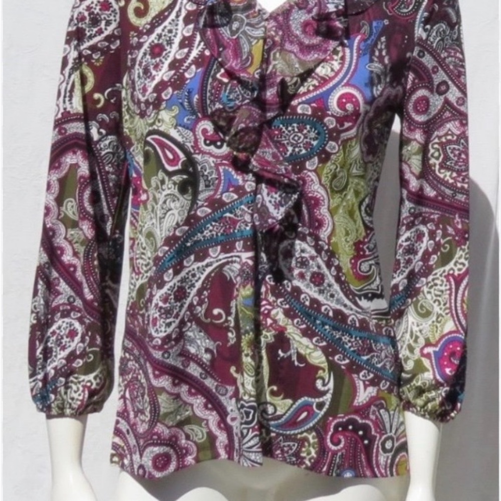 Chico's Multicolor Paisley Blouse with Ruffles